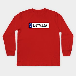 Latvia car license plate Kids Long Sleeve T-Shirt